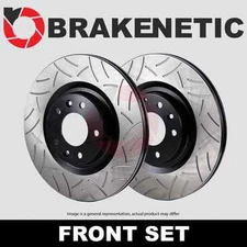 FRONT SET BRAKENETIC Premium GT Slotted Brake Disc Rotors BNP33005.GT