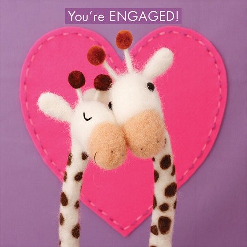 Cute Whimiscal Whimsical Card Alpaca giraffe birthday or engagement - Picture 5 of 9