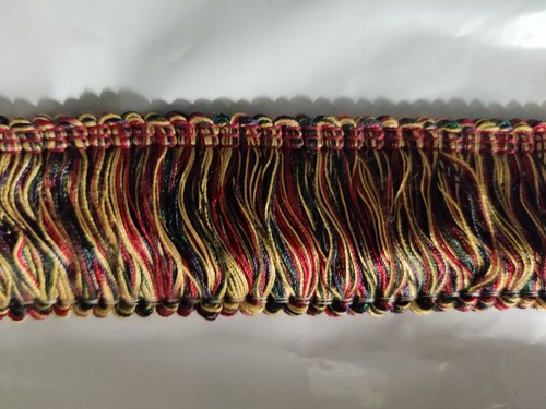 BTY- 2" Red, Beige & Green Fabric Trim Brushed Trim Embellishment - Picture 4 of 6