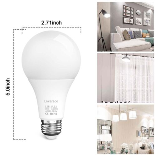 4-Pack LED Bulbs 15W (150W Eq.) - E26/E27 6500K Daylight Energy Saving Lamps USA - Picture 5 of 10