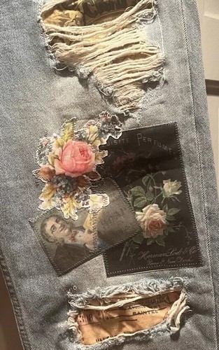 Repurposed Upcycled / Boho / Truly Madly Wearable Art Jeans / Women’s / 26 Short - Picture 11 of 22