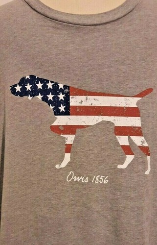 Orvis Gray Graphic T-shirt - Patriotic Dog - Sz XL - Factory Distressed Graphic - Picture 2 of 9