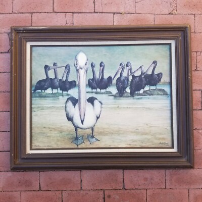 Ainslie Roberts Black Pelicans and Outcast Art Print Vintage Framed Aboriginal