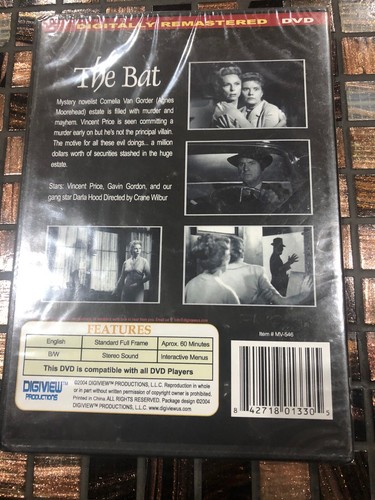 The Bat DVD ~  Vincent Price BRAND NEW ~ Ship FREE Tomorrow❗️ - Picture 3 of 4