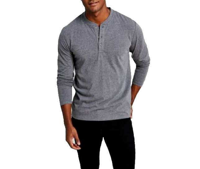 AND NOW THIS Men's Classic Fit Long-Sleeve Henley Shirt Dark