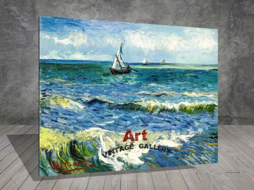 Van Gogh Fishing Boats at Saintes Maries SEA CANVAS PAINTING ART PRINT 735 - Afbeelding 1 van 10