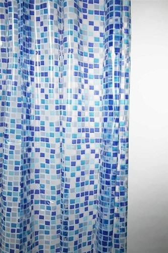 Peva Shower Curtain Mosaic Standard Waterproof Bathroom Shower Curtain 12 Hooks - Picture 3 of 4