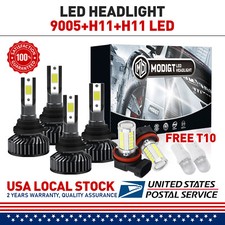 6x9005 9006 H11 LED Combo Headlight Fog Light Kit High Low Beam Bulb White 6000K