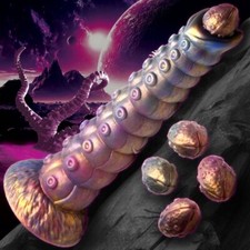 Deep Invader Tentacle Ovipositor Silicone Dildo with Eggs ---FREE SHIPPING  