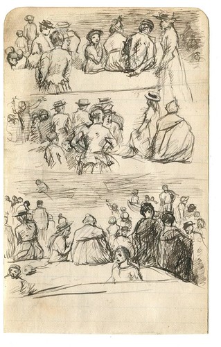 Vintage Tusche Original Zeichnung Familie Figuren Skizzen, Lebensszenen Kunstwerk - Bild 7 von 8