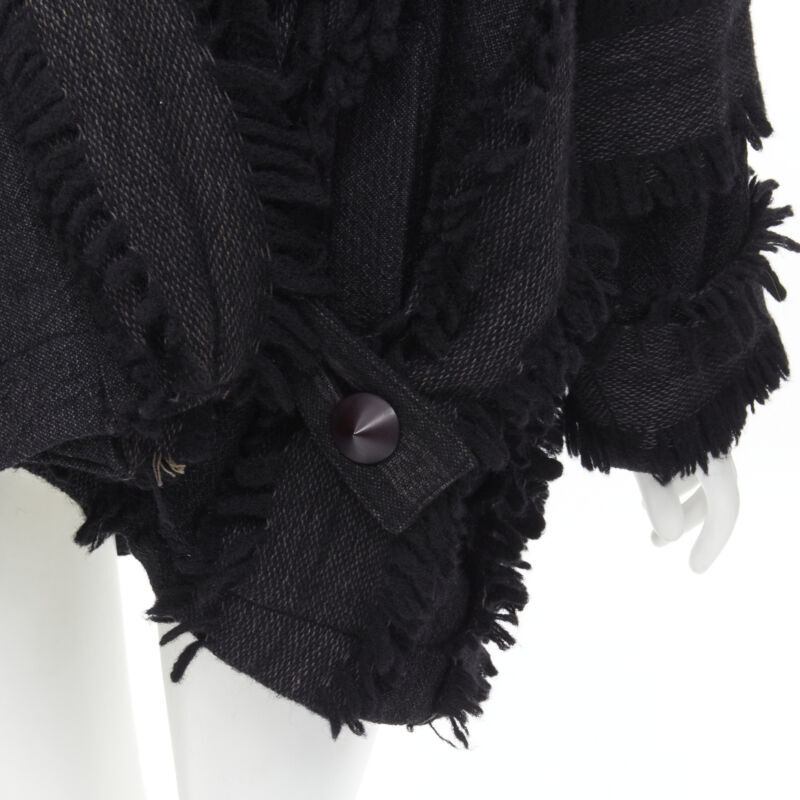 ISSEY MIYAKE 1980's Vintage grey wool fringe oversized wrap ISSEY MIYAKE 1980's Vintage grey wool fringe oversized wrap