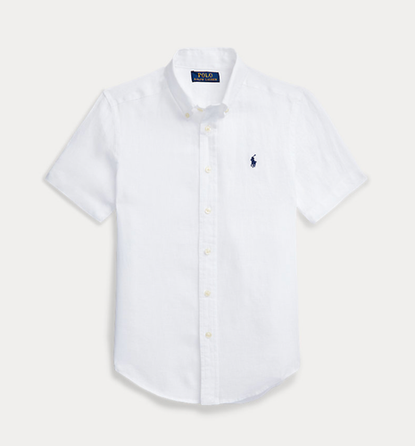 NWT Polo Ralph Lauren $55 Boys Linen Short-Sleeve Shirt, Newport Navy, Sz S - Picture 4 of 8