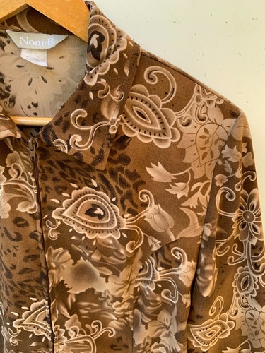 Chaqueta chamarra manga larga floral vintage con cremallera NONI B para mujer talla aprox 10 M - Imagen 2 de 7