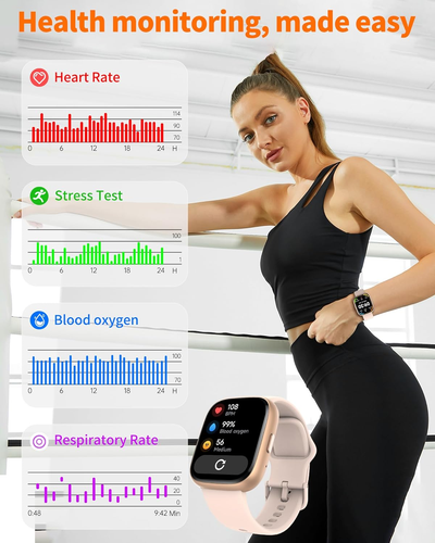 Montre Connectée pour Homme Femme, Appel Bluetooth, 1.83" HD Écran Tactile Fitness Trac - Photo 4 sur 12