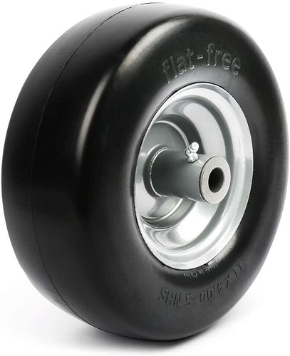 Set of 2 11 x 4.00-5 Inch Flat Free Tire Assembly for Mowers Lawn Mower Tyre - Picture 8 of 9