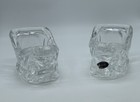 Santas Sleighs Crystal Christmas Candy Dish 4" Candle Holder (2) EUC Gorgeous