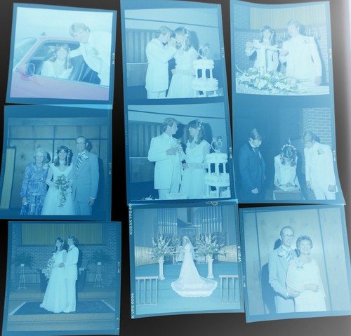 #44 Lot 99 Vtg COLOR Snapshot Photo NEGATIVES Family WEDDING Party Ceremony - Picture 9 of 18