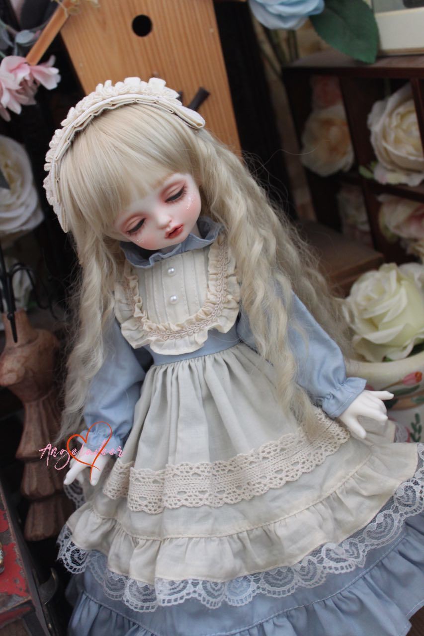 Robe Lolita Rétro Blanche de Poupée Géante BJD, Chapeau, Jupe