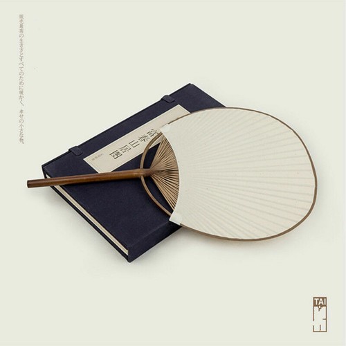 Japanischer runder Fächer Bambusgriff Uchiwa Leinen Baumwolle Sommer Sensu Hand neu 2017 - Bild 4 von 8