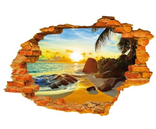 Wandaufkleber 3D Sonnenaufgang Sonnenuntergang Strand Wand Tattoo Wandkunst Aufkleber Wohnkultur