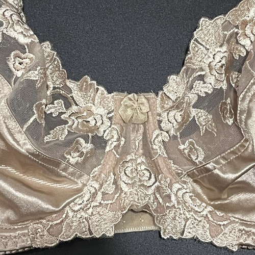 Delta Burke Beige Nude Lace Bra 38D Underwire Full Coverage Classic - Picture 2 of 7