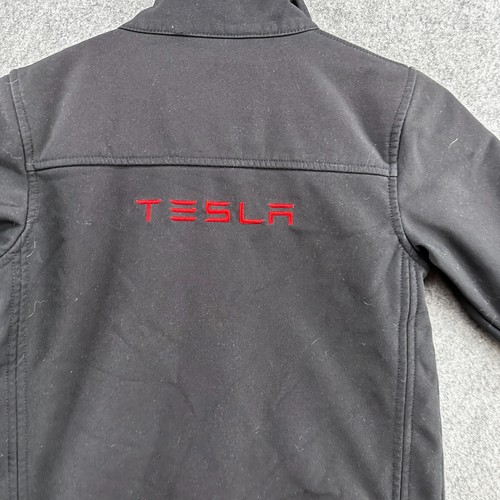 Tesla Jacket Youth 8 Black Full Zip Fleece Lined Softshell Bomber Coat Workwear - Picture 9 of 12