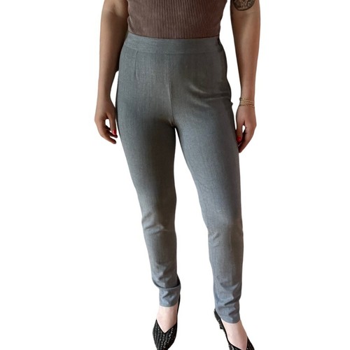 Vintage Chanel Gray Wool Mid Rise Stretch Preppy Kick Flare Skinny Trouser Sz 38 - Picture 3 of 6
