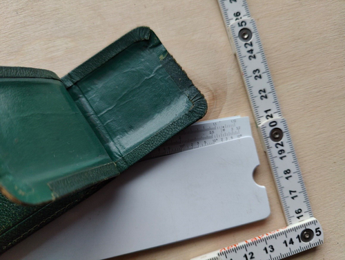 old VTG A.W. Faber Castell 67/54 Darmstadt Slide Rule green holder Germany - Picture 8 of 10