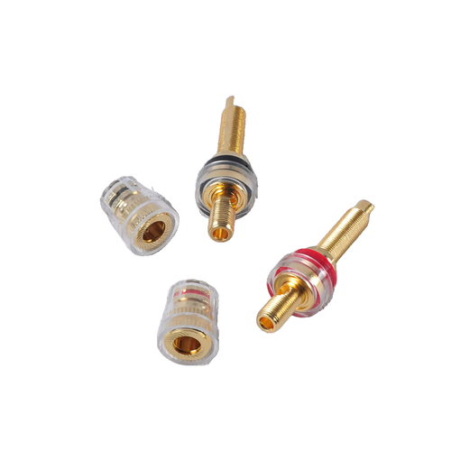 2pcs Speaker Cable Tube Amp Terminal Banana Plug Binding post Long Red + Black - Picture 2 of 5