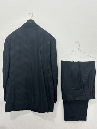 NWT Ferrecci Uomo Super 150's Hand TailorItalian Black Stripe 2pc Suit 50L/W44L - Picture 2 of 24
