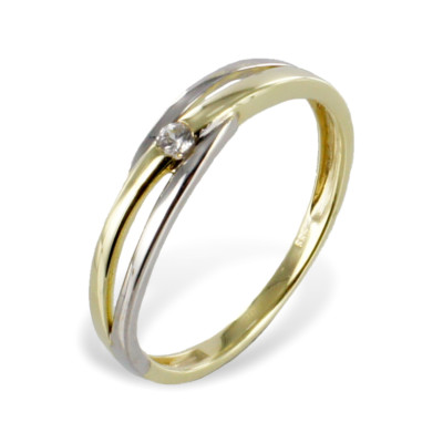 Ring Echt Gold 333 BICOLOR Zirkonia Gr 16 17 18 18,5 19 mm Damen Ring  Schmuck