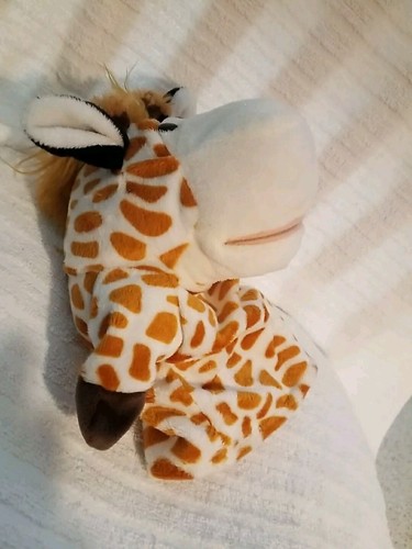 Giraffe Plush Hand Puppet Fat Stuffed Head 8" Zoo Jungle Animal - Picture 3 of 6