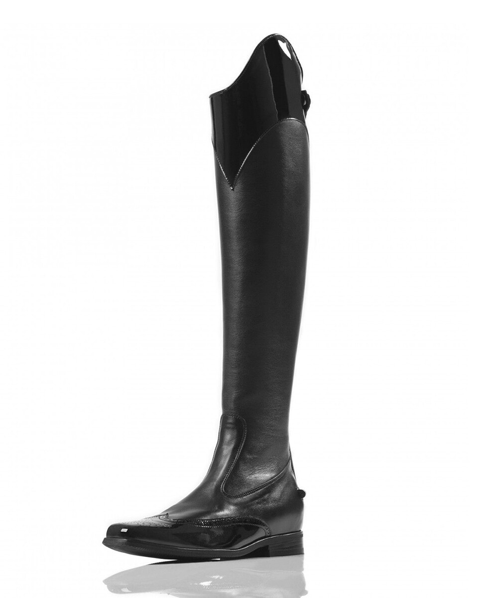 Hecho a mano Ecuestre Equitación vestido de Alto Bota de cuero con tapa de patente 5-12 Hecho a mano Ecuestre Equitación vestido de Alto Bota de cuero con tapa de patente 5-12