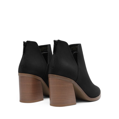 Women Ankle Boots Chunky Block Heel Pointed Toe Back Zipper Short Booties - Picture 11 of 32