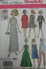 Sewing Patterns Simplicity 11.5" Fashion Doll clothes Gowns Dresses Outfits 