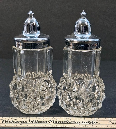 Diamond Point Salt and Pepper Set Indiana Glass Clear - Picture 5 of 5