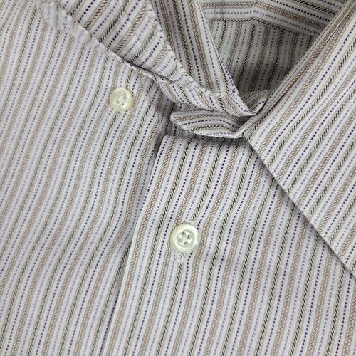 IKE Behar NYC Shirt Mens 16.5 36 Brown Black Purple Striped Dress Button Up USA - Picture 4 of 11