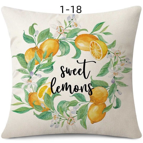 18" Lemon Summer Linen Cushion Cover Textured Throw Pillow Case Sofa Home Decor - Picture 30 of 40