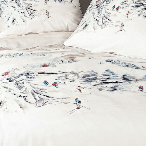 Janine Mako Satin Bettwäsche modern art S 42114-02 eisblau Winterlandschaft Ski - Bild 2 von 5