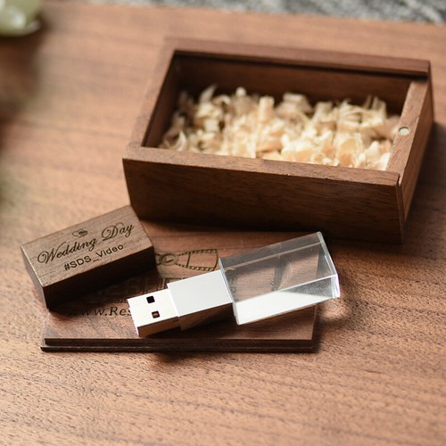 Crystal Gift Box USB 2.0 Flash Drive Free Logo Wedding Custom Pen Drive 64GB 32G - Picture 7 of 13