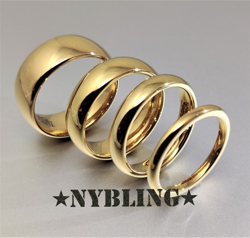 18k Gold Plated Tungsten Carbide Engagement Wedding Band Mens Womens Bridal Ring - Picture 2 of 14