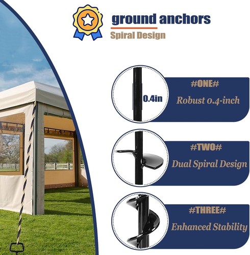 16In Tent Stakes Ground Anchors Screw in with 1PCS Tent Stakes Heavy Duty Ada... - Picture 3 of 3