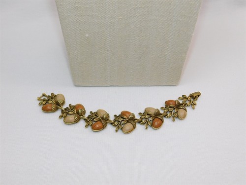 Collar y pulsera de colección Coro años 50 1960 bellota nudo bayas granja imitación madera - Imagen 3 de 12