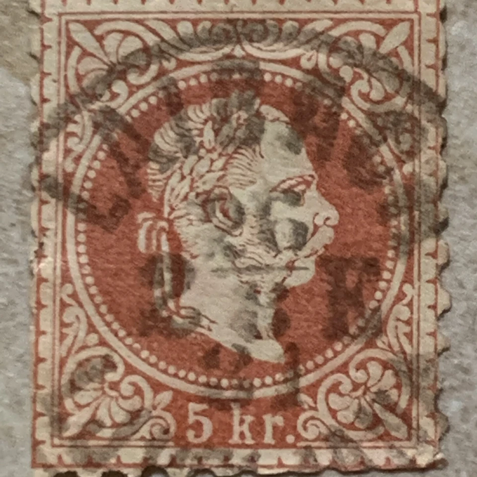 EARLY AUSTRIA 5KR STAMP WITH 1881 LAIBACH (LJUBLJANA) SON CANCEL - Image 2 of 3