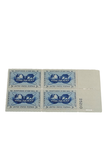 US Stamps Block of 4 Atoms for Peace 3 Cent MNH See Pictures - Picture 2 of 4