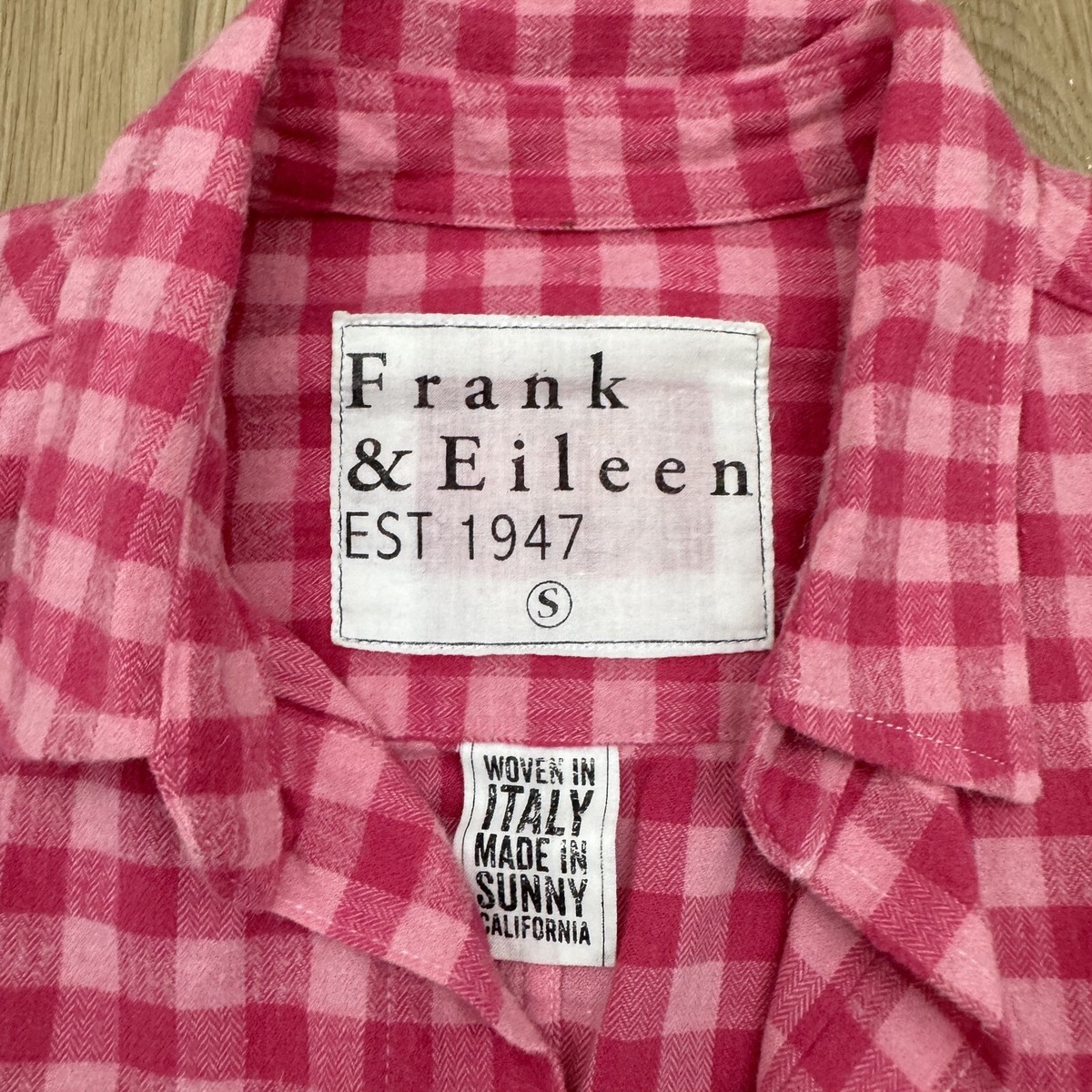 Frank Eileen Sz Small Pink Check Plaid Flannel Button Down