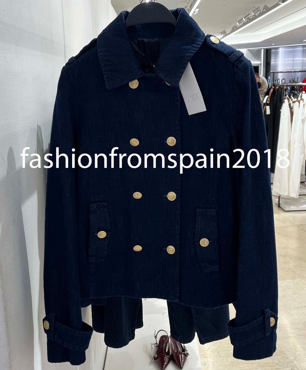 【ZARA】デニム ダブルブレストジャケット ブルー 2301/040/400 DOUBLE-BREASTED DENIM JACKET - Blue | ZARA United States