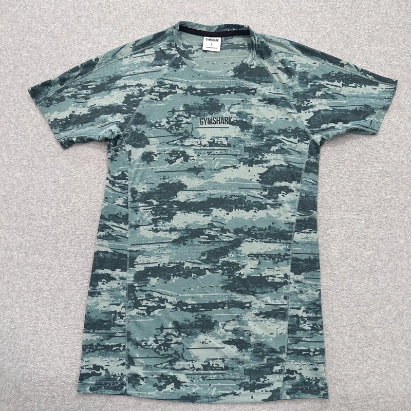 gymshark camo performance stretch gym shirt