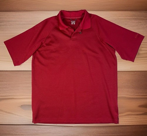 Camisa Polo Columbia Mediana Roja Manga Corta Transpirable Cuello Informal Para Hombre
