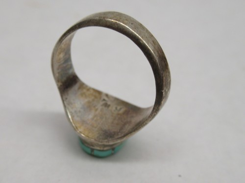 Vintage Native American Navajo? Sterling silver turquoise ring R.W. sz 10 - Picture 6 of 7